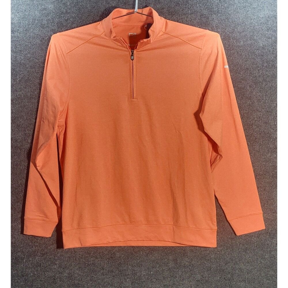 Cutter & Buck Mens Quater Zip Pullover DryTec 50+UPF OR BlackRock Logo Tags L